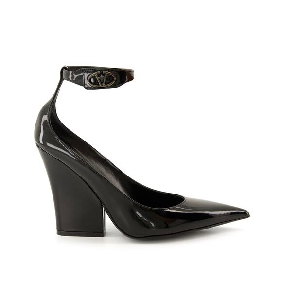 Valentino V-Logo Plaque Black Patent Ankle Strap Pumps – Size IT 39 / US 8.5 - Picture 1 of 10